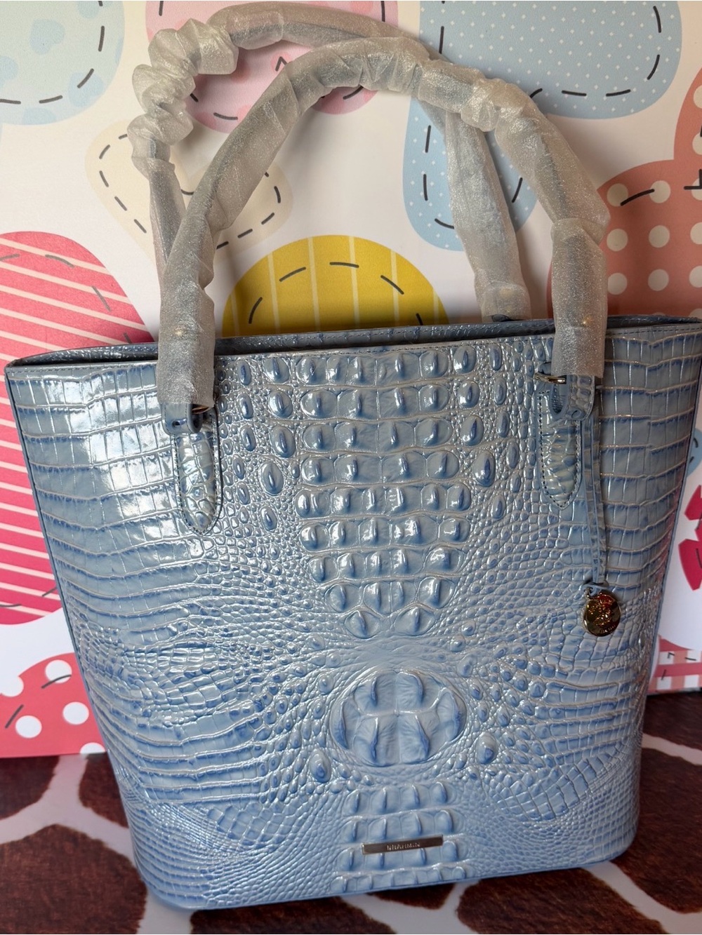 BRAHMIN EZRA HEAVENLY BLUE TOTE NWT PRETTY EYE PLACEMENT - Picture 5 of 12